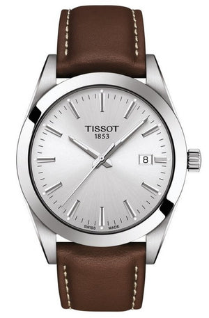 Tissot Gentleman Silver Dial Brown Leather Strap Watch For Men - T127.410.16.031.00 Buy Now By Tissot