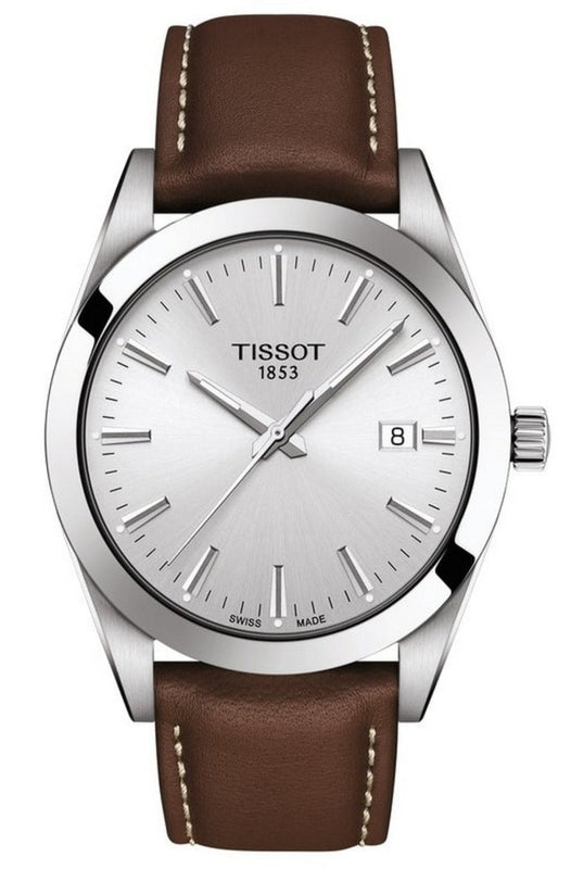 Tissot Gentleman Silver Dial Brown Leather Strap Watch For Men - T127.410.16.031.00 Buy Now By Tissot