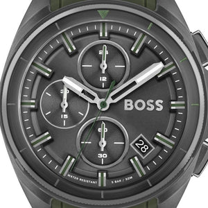 Hugo Boss Volane Chronograph Grey Dial Green Rubber Strap Watch For Men - 1513952 Buy Now By Hugo Boss