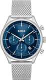 Hugo Boss Gregor Chronograph Blue Dial Silver Mesh Bracelet Watch For Men - 1514052 Buy Now By Hugo Boss