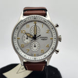 Fossil Retro Pilot Chronograph Silver Dial Brown Leather Strap Watch for Men - FS5809 Buy Now By Fossil