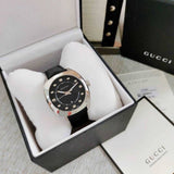 Gucci GG2570 Quartz Black Dial Black Leather Strap Watch For Men - YA142307 Buy Now By Gucci