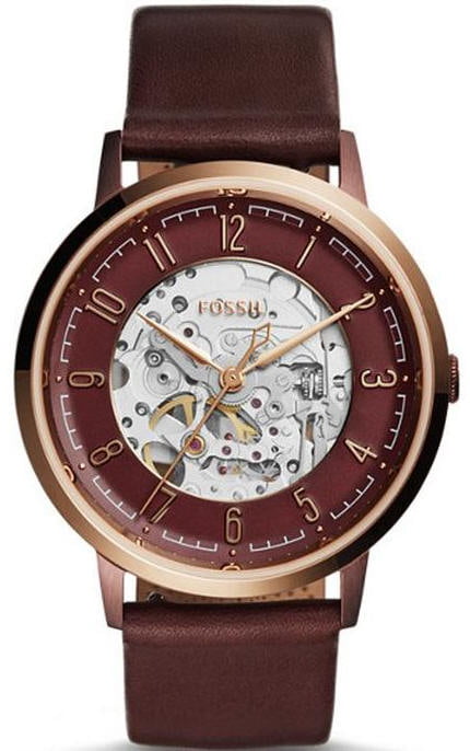 Fossil Vintage Muse Automatic Skeleton Maroon Dial Maroon Leather Strap Watch for Women - ME3137 Buy Now By Fossil