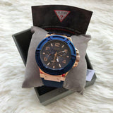 Guess Rigor Blue Dial Blue Silicone Strap Watch For Men - W0247G3 Buy Now By Guess