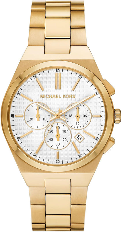Michael Kors Lennox Chronograph White Dial Gold Steel Strap Watch For Men - MK9120 Buy Now By Michael Kors