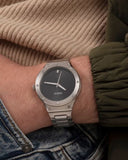 Guess Scope Black Dial Silver Steel Strap Watch for Men - GW0427G1 Buy Now By Guess