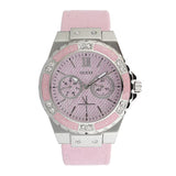 Guess Limelight Quartz Diamonds Pink Dial Pink Denim Strap Watch For Women - W0775l15 Buy Now By Guess