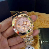 Marc Jacobs Blade Chronograph Rose Gold Dial Rose Gold Steel Strap Watch for Women - MBM3102 Buy Now By Marc Jacobs