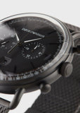Emporio Armani Aviator Chronograph Black Dial Black Mesh Bracelet Watch For Men - AR11264 Buy Now By Emporio Armani