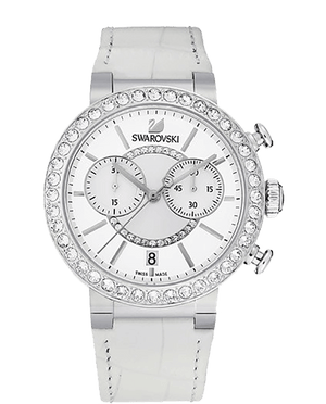 Swarovski Citra Sphere Chronograph White Dial White Leather Strap Watch for Women - 5027127 Buy Now By Swarovski