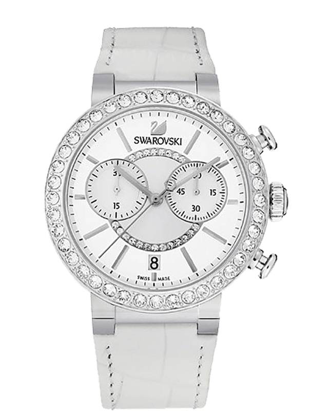 Swarovski Citra Sphere Chronograph White Dial White Leather Strap Watch for Women - 5027127 Buy Now By Swarovski