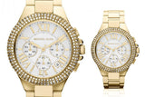 Michael Kors Camille Silver Diamonds Dial Gold Steel Strap Watch for Women - MK5756 Buy Now By Michael Kors