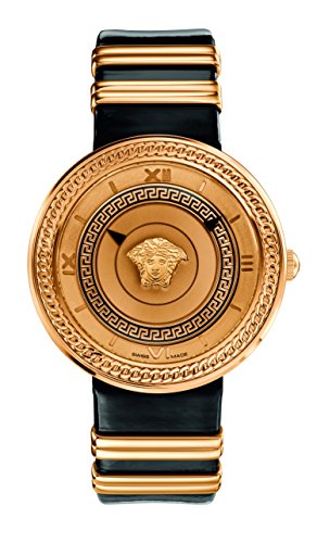 Versace V Metal Icon Gold Dial Black & Gold Strap Watch for Women - VLC030014 Buy Now By Versace