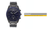 Michael Kors Accelerator Chronograph Blue Dial Grey Steel Strap Watch For Men - MK9111 Buy Now By Michael Kors