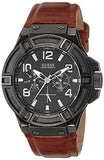 Guess Rigor Analog Black Dial Brown Leather Strap Watch For Men - W0040G8 Buy Now By Guess