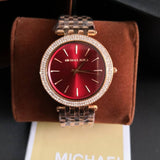 Michael Kors Darci Red DIal Rose Gold Stainless Steel Strap Watch for Women - MK3378 Buy Now By Michael Kors