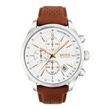 Hugo Boss Grand Prix White Dial Brown Leather Strap Watch for Men - 1513475 Buy Now By Hugo Boss