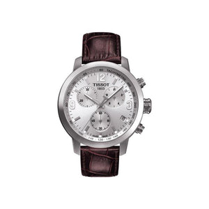 Tissot PRC 200 Chronograph Silver Dial Brown Leather Strap Watch For Men - T055.417.16.037.00 Buy Now By Tissot
