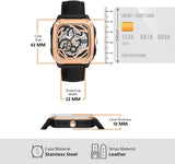 Fossil Inscription Automatic Skeleton Rose Gold Dial Black Leather Strap Watch for Men - BQ2572 Buy Now By Fossil