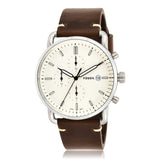 Fossil The Commuter White Dial Brown Leather Strap Watch for Men - FS5402 Buy Now By Fossil