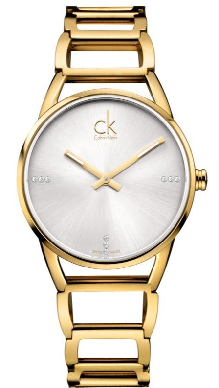 Calvin Klein Stately White Dial Gold Steel Strap Watch for Women - K3G2352W Buy Now By Calvin Klein