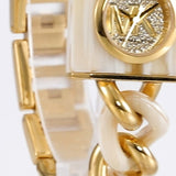 Michael Kors Chain Lock Analog Crystals Silver Dial Gold Steel Strap Watch for Women - MK4809 Buy Now By Michael Kors