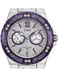 Guess Limelight Quartz Silver Dial Purple Leather Strap Watch For Women - W0775L6 Buy Now By Guess