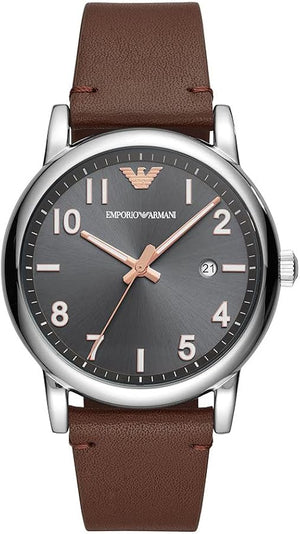 Emporio Armani Luigi Quartz Grey Dial Brown Leather Strap Watch For Men - AR11175 Buy Now By Emporio Armani