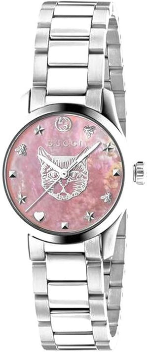 Gucci G Timeless Quartz Mother of Pearl Pink Dial Silver Steel Strap Watch For Women - YA1265013 Buy Now By Gucci