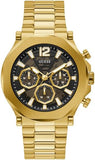 Guess Edge Chronograph Black Dial Gold Steel Strap Watch For Men - GW0539G2