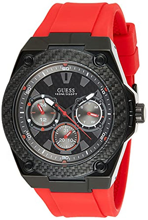 Guess Legacy Black Dial Red Silicone Strap Watch for Men - W1049G6 Buy Now By Guess