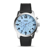Fossil Pilot Chronograph Sky Blue Dial Black Leather Strap Watch for Men - FS5162 Buy Now By Fossil