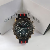 Guess Octane Chronograph Black Dial Two Tone Silicone Strap Watch For Men - W1047G1 Buy Now By Guess