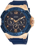 Guess Genesis Quartz Blue Dial Blue Silicone Strap Watch For Men - W1254G3 Buy Now By Guess