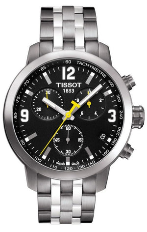 Tissot PRC 200 Chronograph Black Dial Silver Steel Strap Watch For Men - T055.417.11.057.00 Buy Now By Tissot