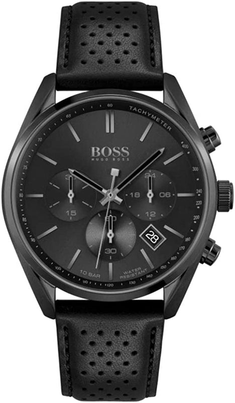 Hugo Boss Champion Black Dial Black Leather Strap Watch for Men - 1513880 Buy Now By Hugo Boss