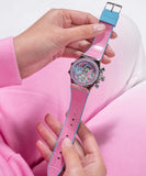 Guess Fusion Chronograph Pink Dial Pink Leather Strap Watch for Women - GW0553L5 Buy Now By Guess