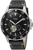 Fossil Crewmaster Sports Automatic Black Dial Black Leather Strap Watch for Men - ME3148 Buy Now By Fossil