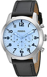 Fossil Pilot Chronograph Sky Blue Dial Black Leather Strap Watch for Men - FS5162 Buy Now By Fossil
