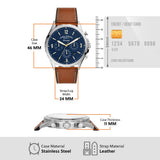 Fossil Forrester Chronograph Blue Dial Brown Leather Strap Watch for Men - S5607 Buy Now By Fossil