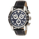 Versace V Ray Chronograph Quartz Black Dial Black Leather Strap Watch For Men - VE2I00121 Buy Now By Versace