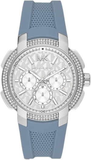 Michael Kors Sidney Multifunction Crystals Silver Dial Blue Rubber Strap Watch for Women - MK7220 Buy Now By Michael Kors