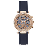 Guess Solistice Diamonds Roe Gold Dial Black Rubber Strap Watch for Women - GW0484L2 Buy Now By Guess