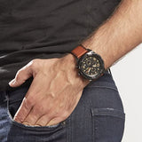 Fossil Bronson Black Dial Brown Leather Strap Watch for Men - FS5714 Buy Now By Fossil