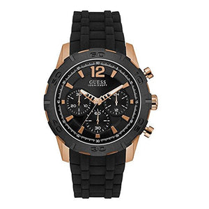 Guess Caliber Chronograph Black Dial Black Rubber Strap Watch for Men - W0864G2 Buy Now By Guess