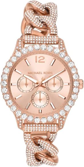 Michael Kors Layton Multifunction Crystals Rose Gold Dial Rose Gold Steel Strap Watch for Women - MK4654 Buy Now By Michael Kors