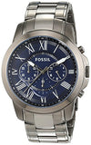Fossil Grant Chronograph Blue Dial Grey Steel Strap Watch for Men - FS4831 Buy Now By Fossil