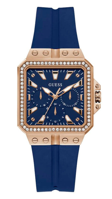 Guess Libra Crystals Blue Dial Blue Silicone Strap Watch For Women - GW0618L2 Buy Now By Guess