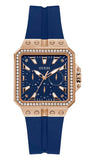 Guess Libra Crystals Blue Dial Blue Silicone Strap Watch For Women - GW0618L2