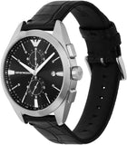 Emporio Armani Claudio Chronograph Black Dial Black Leather Strap Watch For Men - AR11542 Buy Now By Emporio Armani